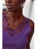 Ribbed top with lace, plum 02233 - Online store - Boutique